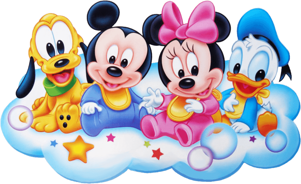 Disney Friends On Cloud Illustration