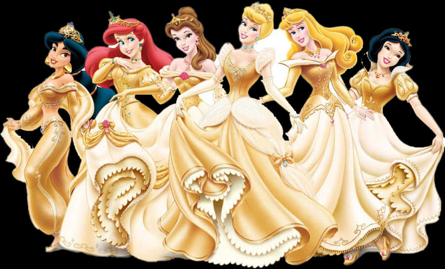 Disney Princesses Golden Gowns