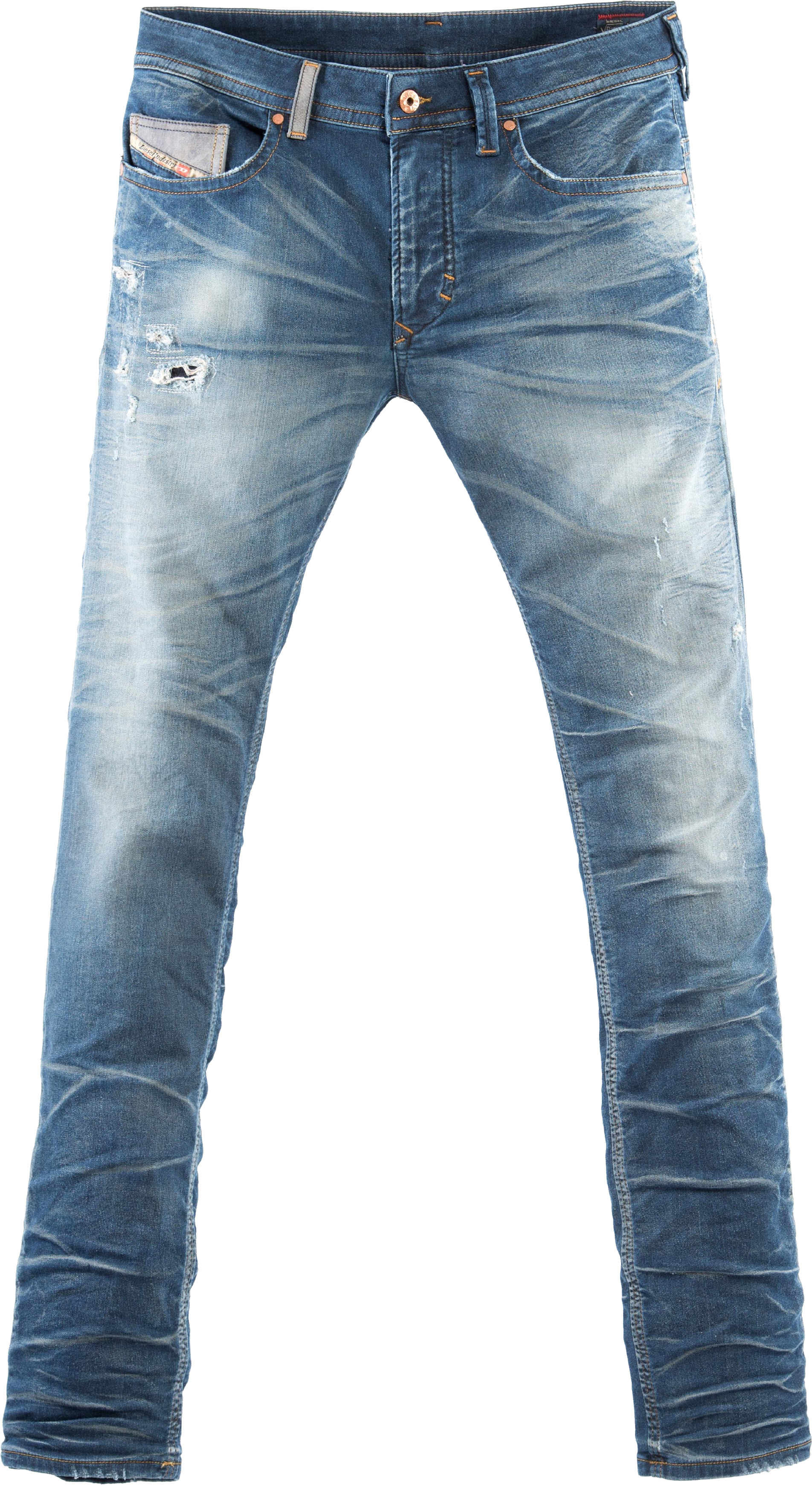Distressed Blue Denim Jeans