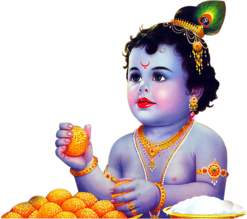 Divine Infant Krishna With Laddus