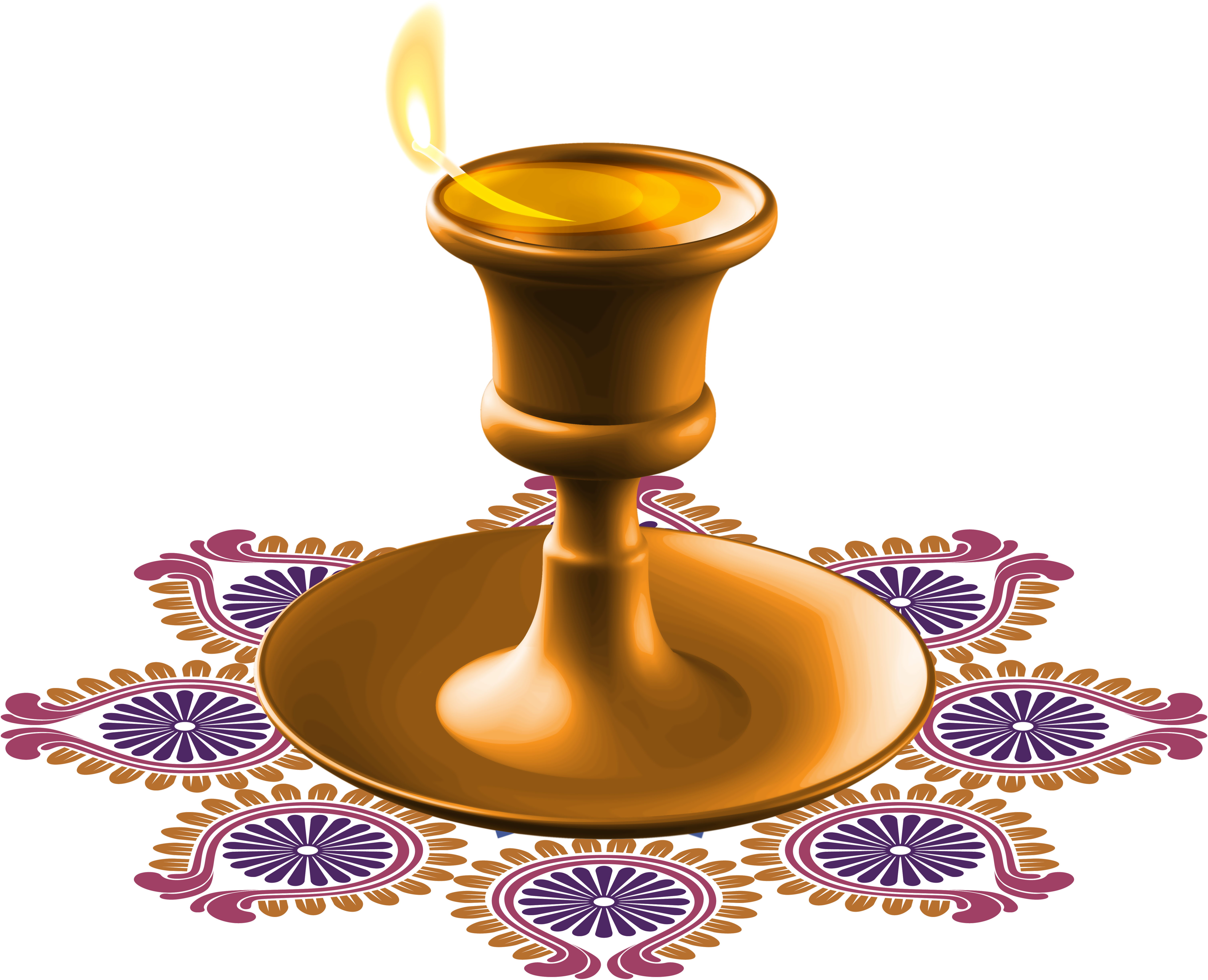 Diwali Festival Brass Diya Illustration