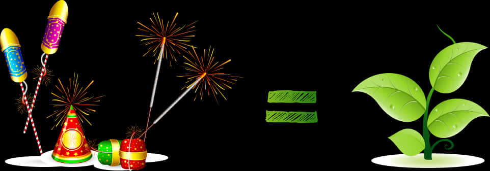 Diwali Fireworksand Greenery Background