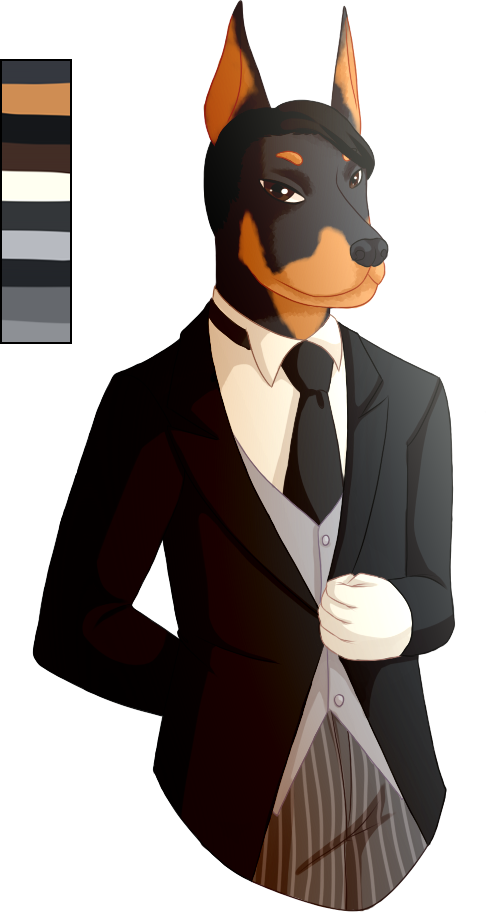 Doberman In Suit Cartoon