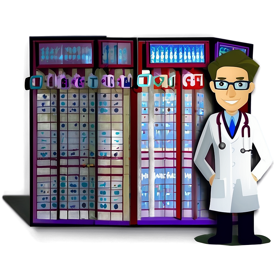 Doctor Cartoon With Health Chart Png 86