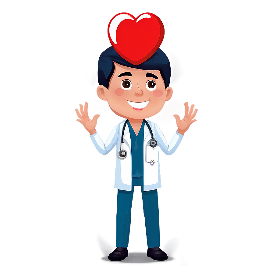 Doctor Cartoon With Heart Symbol Png Hns2