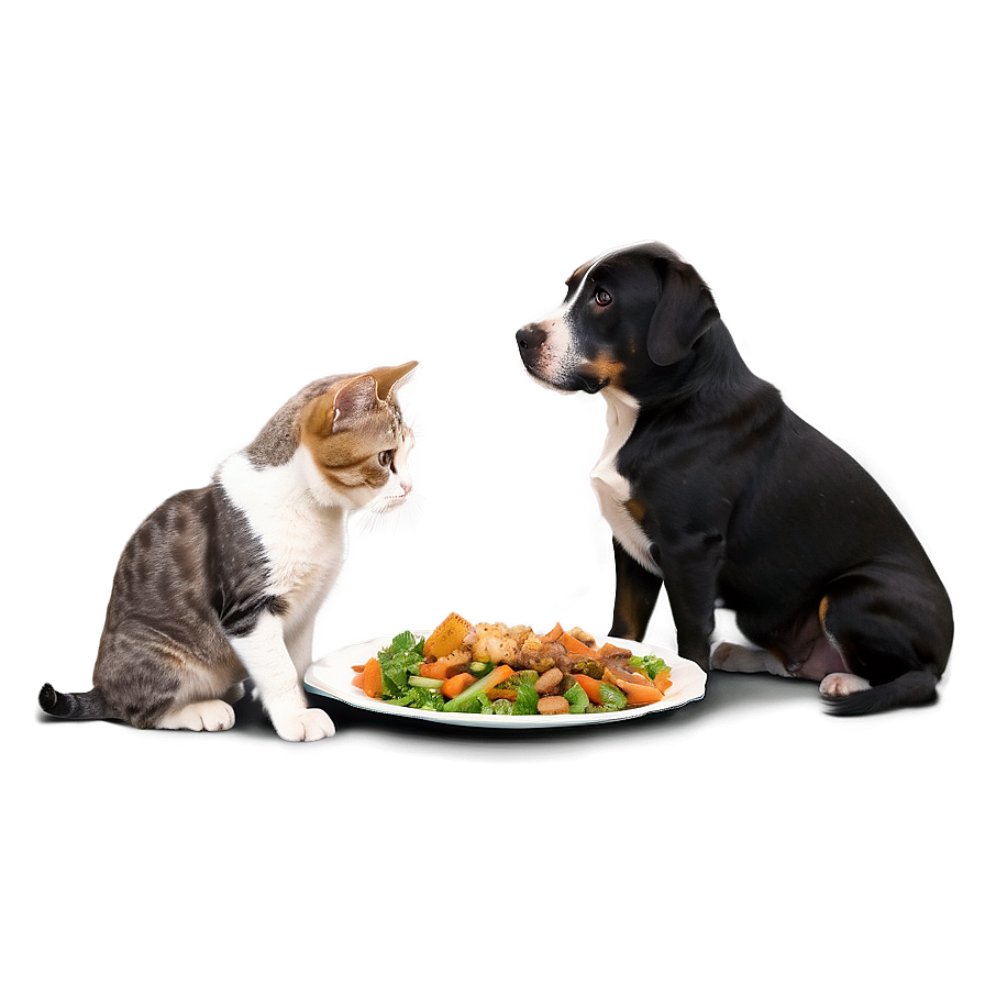 Dog And Cat Eating Together Png Lxs8