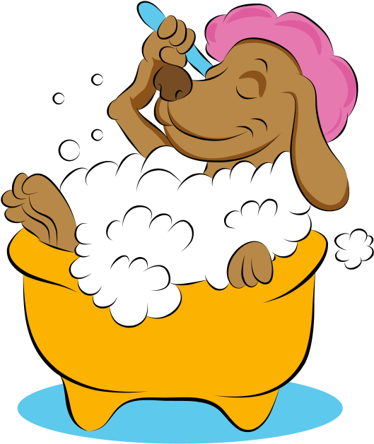 Dog Enjoying Bubble Bath Illustration