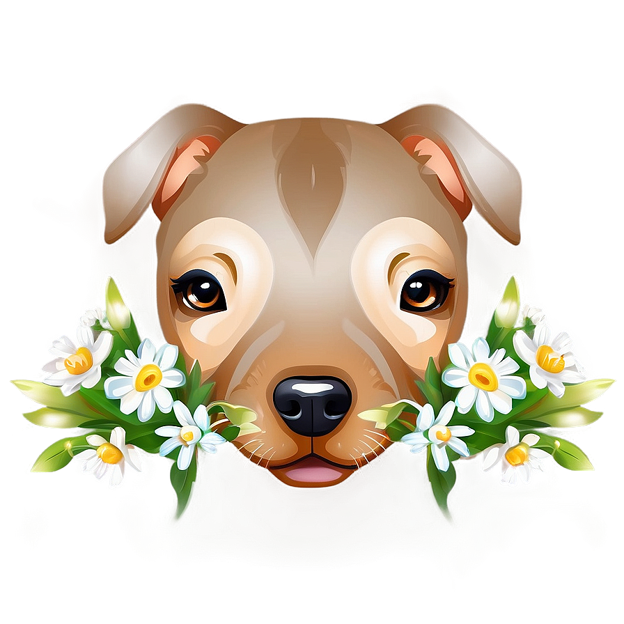 Dog Face With Flowers Png Amp