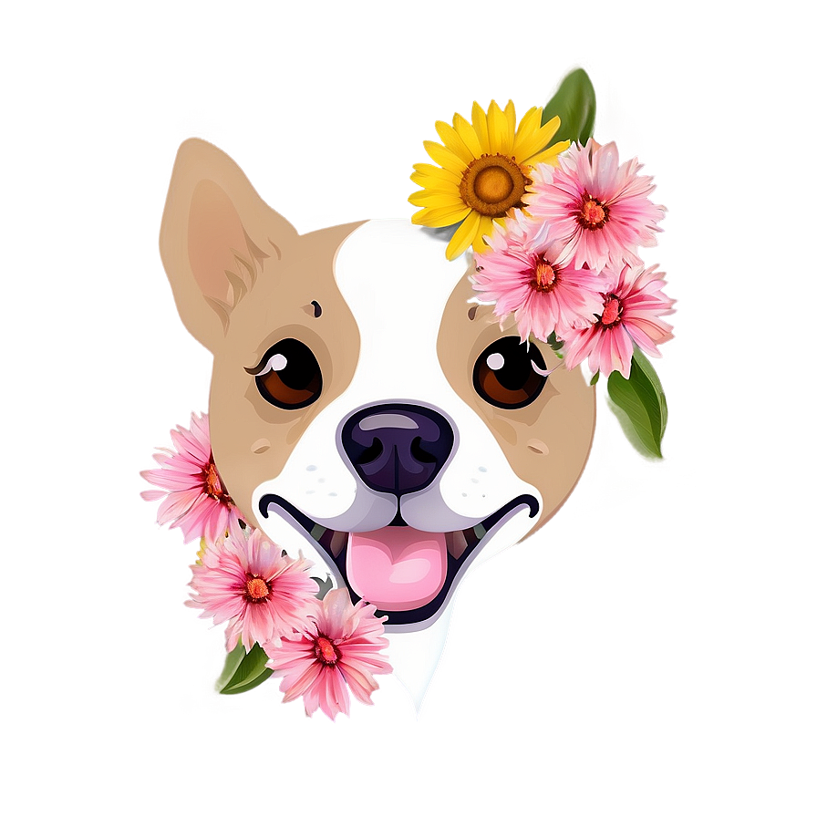 Dog Face With Flowers Png Wye