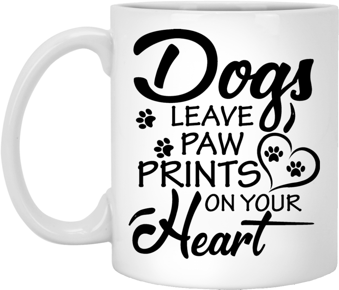 Dog Paw Prints Heart Mug