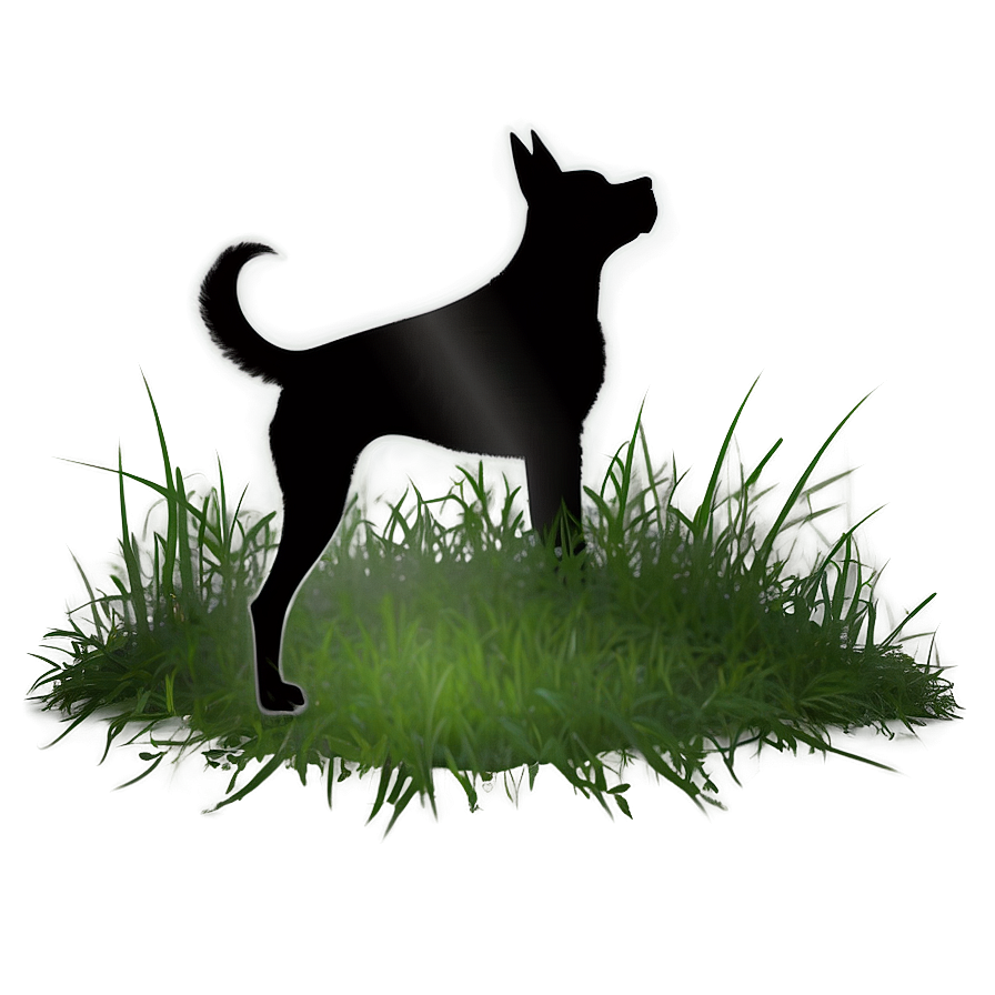 Dog Silhouette In Grass Png Elc24