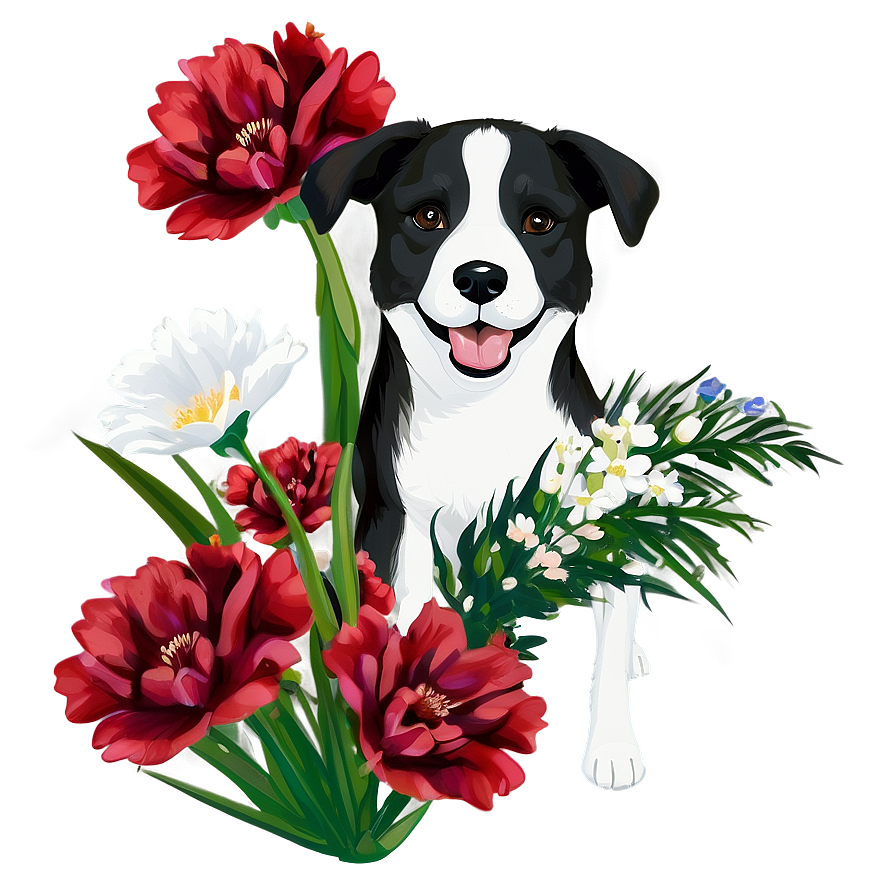 Dogs With Flowers Png 05242024