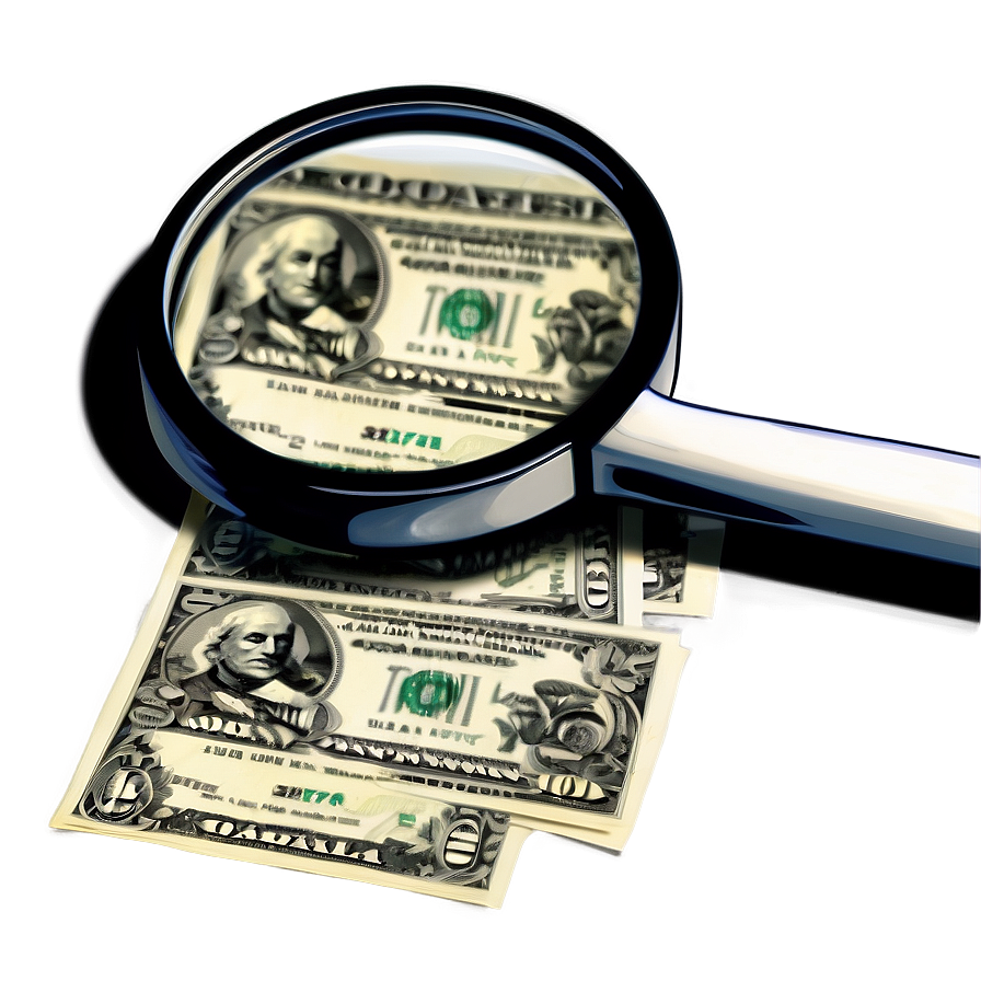 Dollar Bills Under Magnifying Glass Png 56