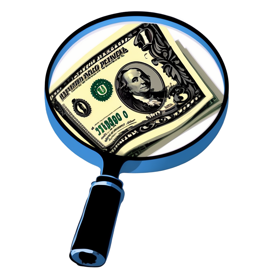 Dollar Bills Under Magnifying Glass Png Fqi