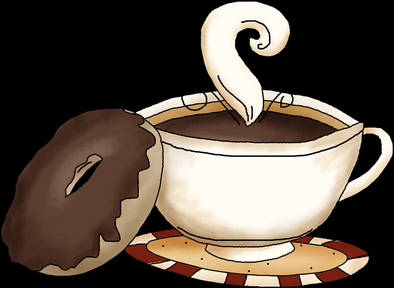 Donutand Coffee Artistic Illustration