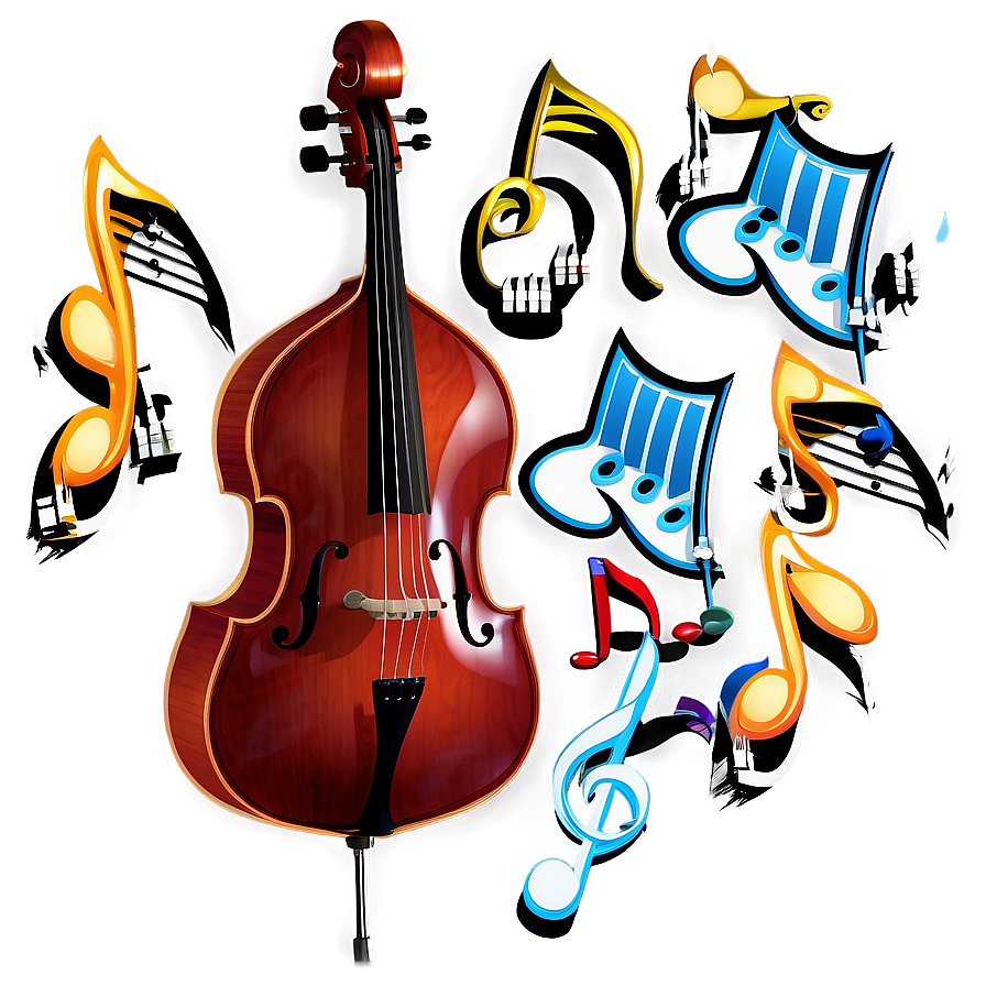 Double Bass With Music Notes Png 06242024