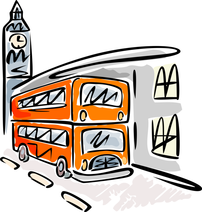 Double Decker Bus Cartoon Illustration