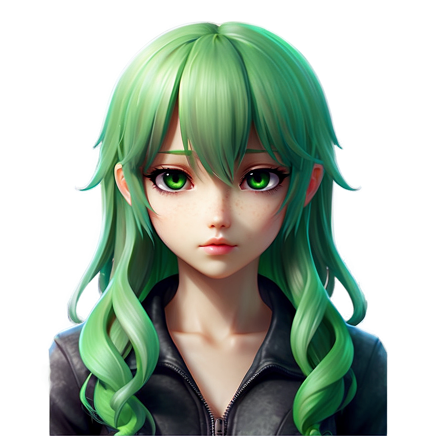 Download Green Haired Anime Character Png 94