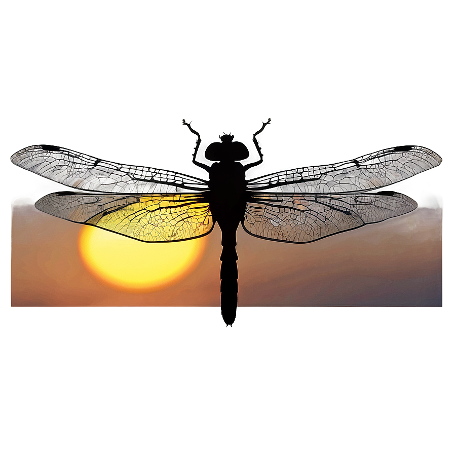 Dragonfly Silhouette At Sunset Png 05212024