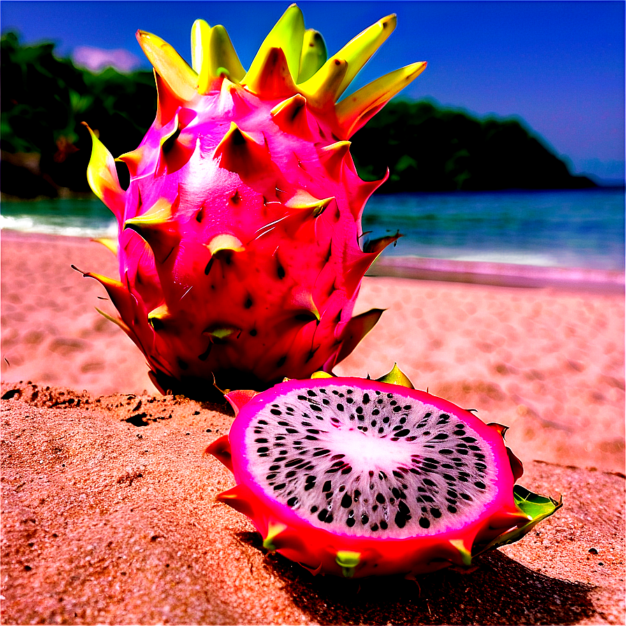 Dragonfruit On Beach Setting Png Tbc