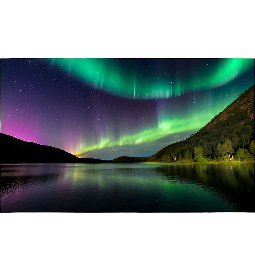 Dreamy Aurora Over River Png Vif