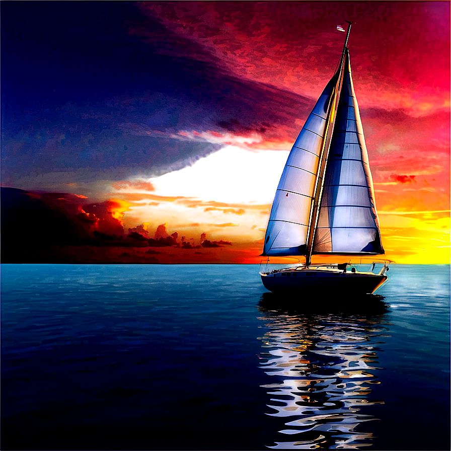 Dreamy Sunset Sailboat Png Vhs48