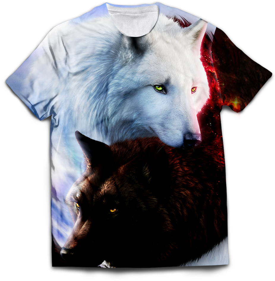 Dual Wolf Fantasy T Shirt Design