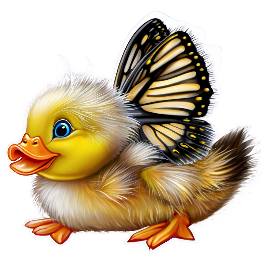 Duckling With Butterfly Png Cyg