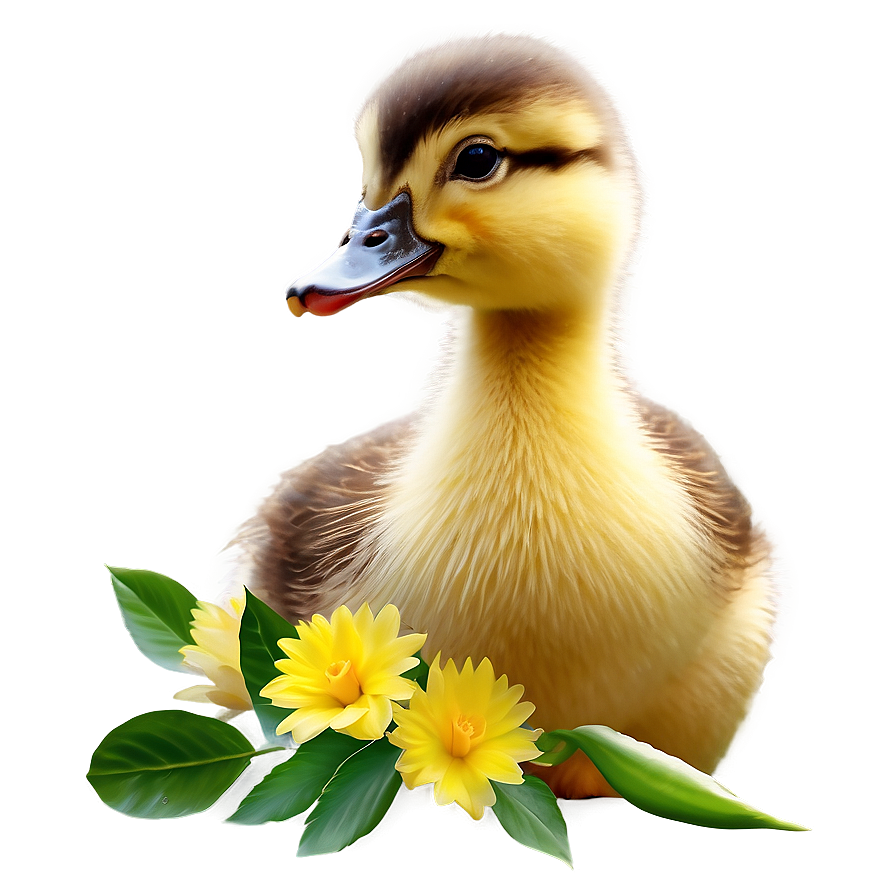 Duckling With Flowers Png Qpg72