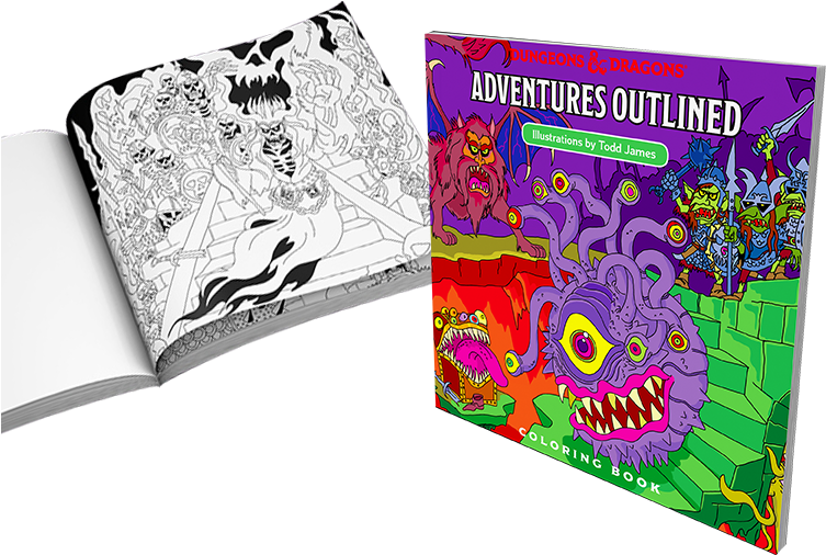Dungeons Dragons Coloring Book Adventures Outlined