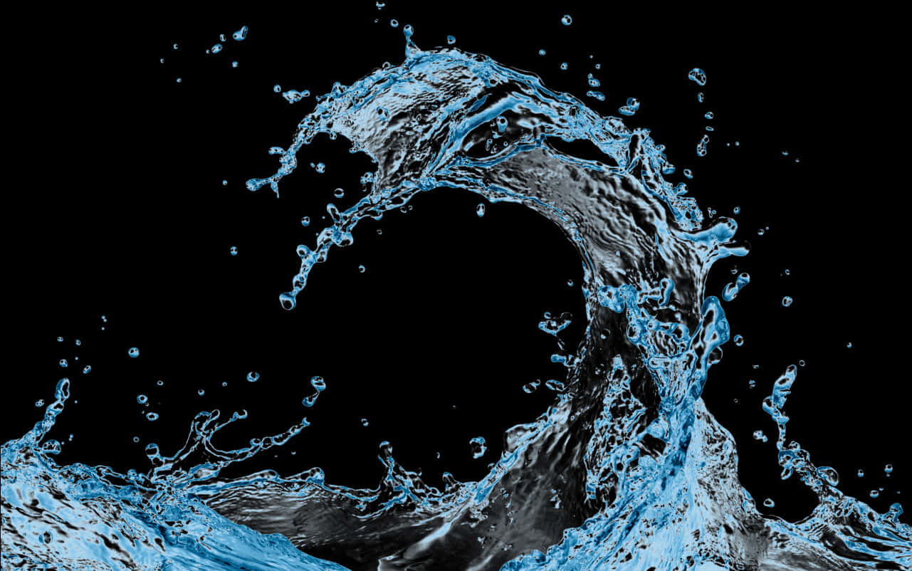 Dynamic Blue Water Splashon Black Background