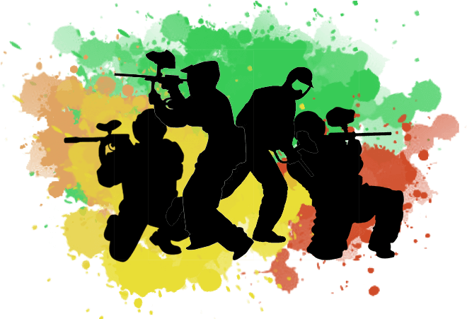 Dynamic Paintball Action Silhouettes