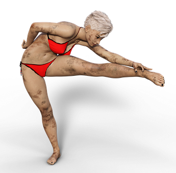 Dynamic Pose Red Swimsuit Woman