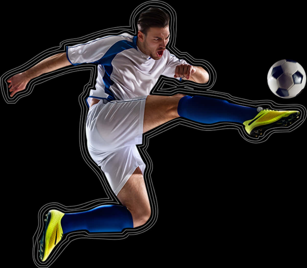 Dynamic Soccer Player Kicking Ball