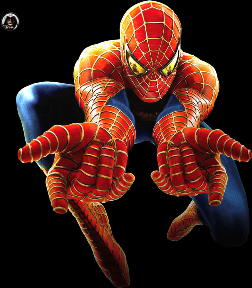 Dynamic Spiderman Crouching Clipart