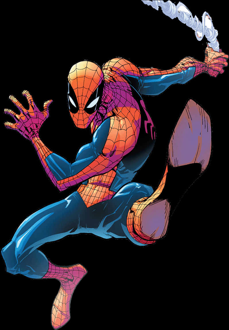 Dynamic Spiderman Swinging Clipart