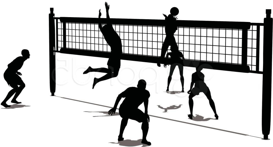 Dynamic Volleyball Action Silhouettes