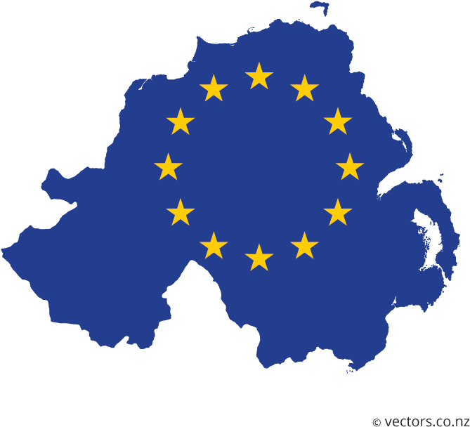 E U Flag Over Ireland Map