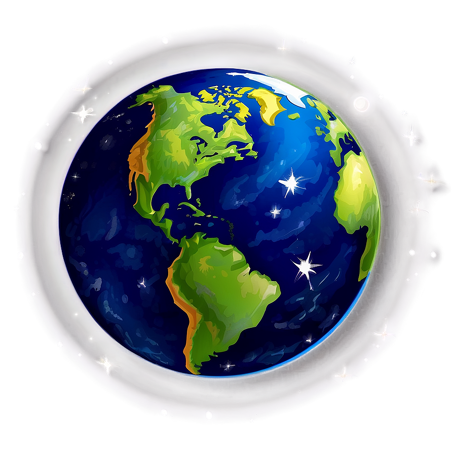 Earth With Stars Cartoon Png Xql60