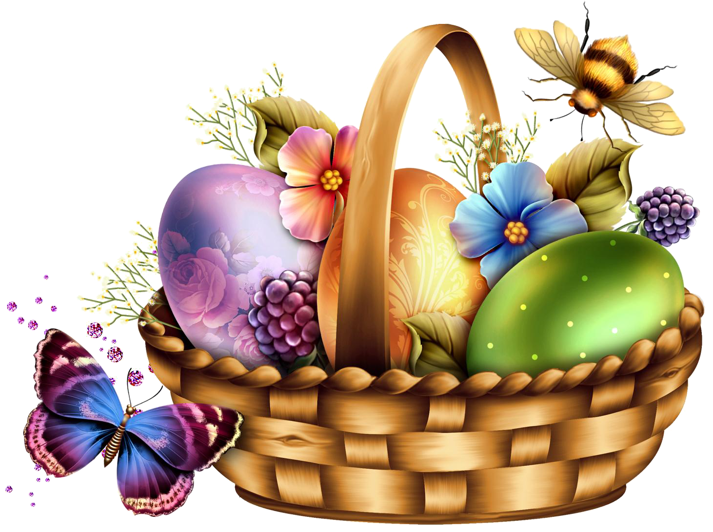 Easter Basket Floral Butterfly