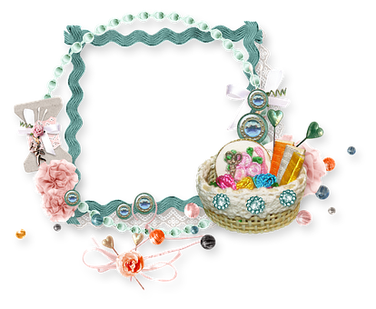 Easter Basket Floral Frame