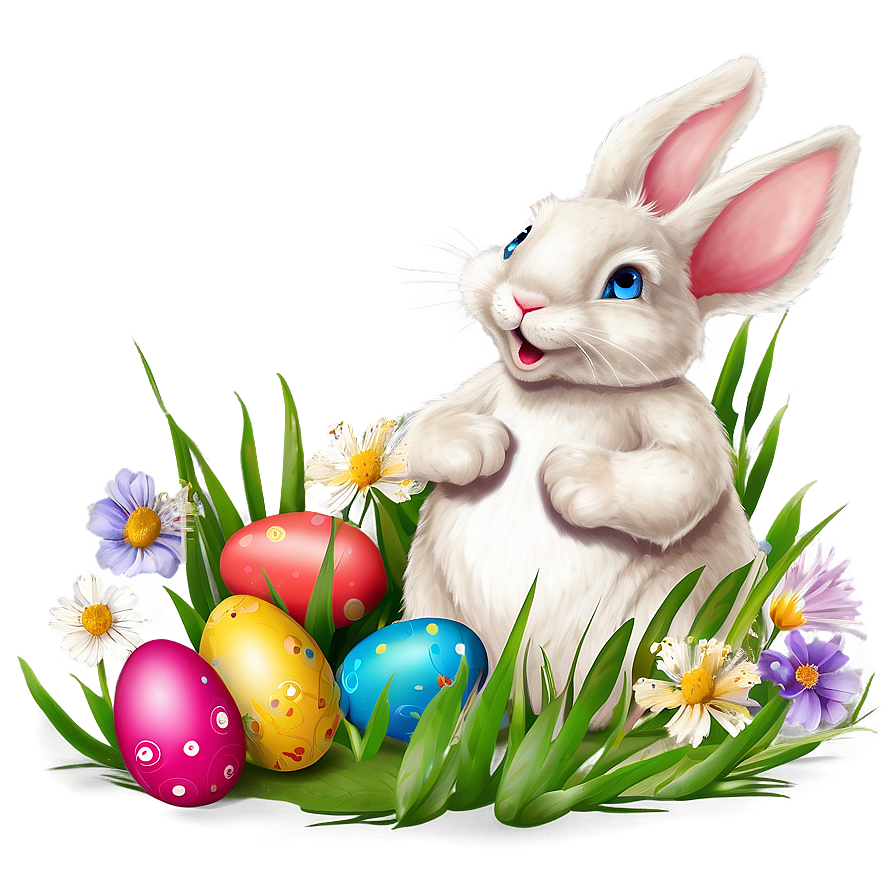 Easter Bunny And Flowers Png 89
