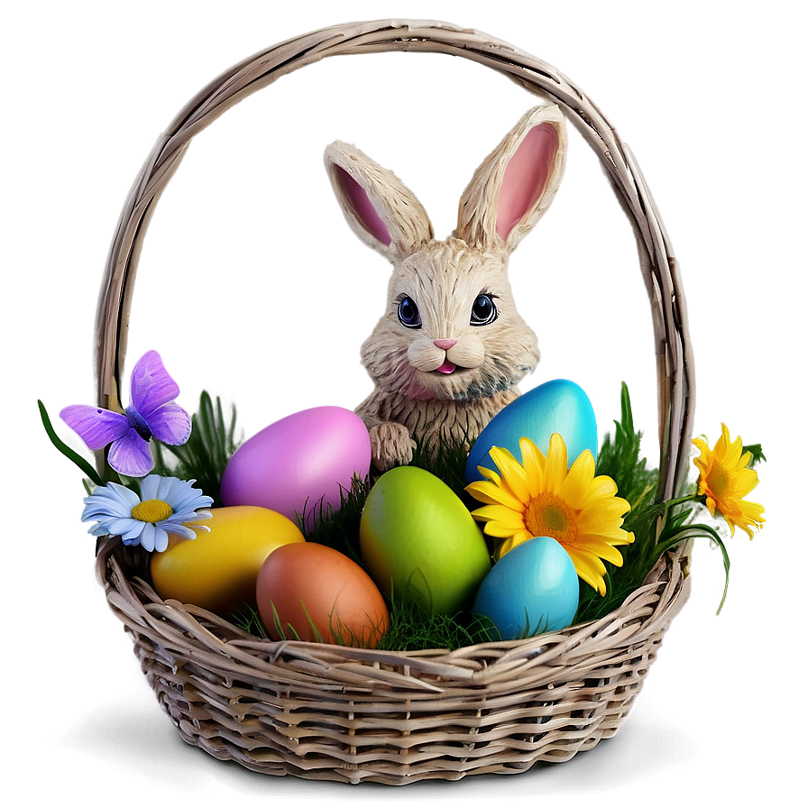 Easter Bunny And Flowers Png Brk