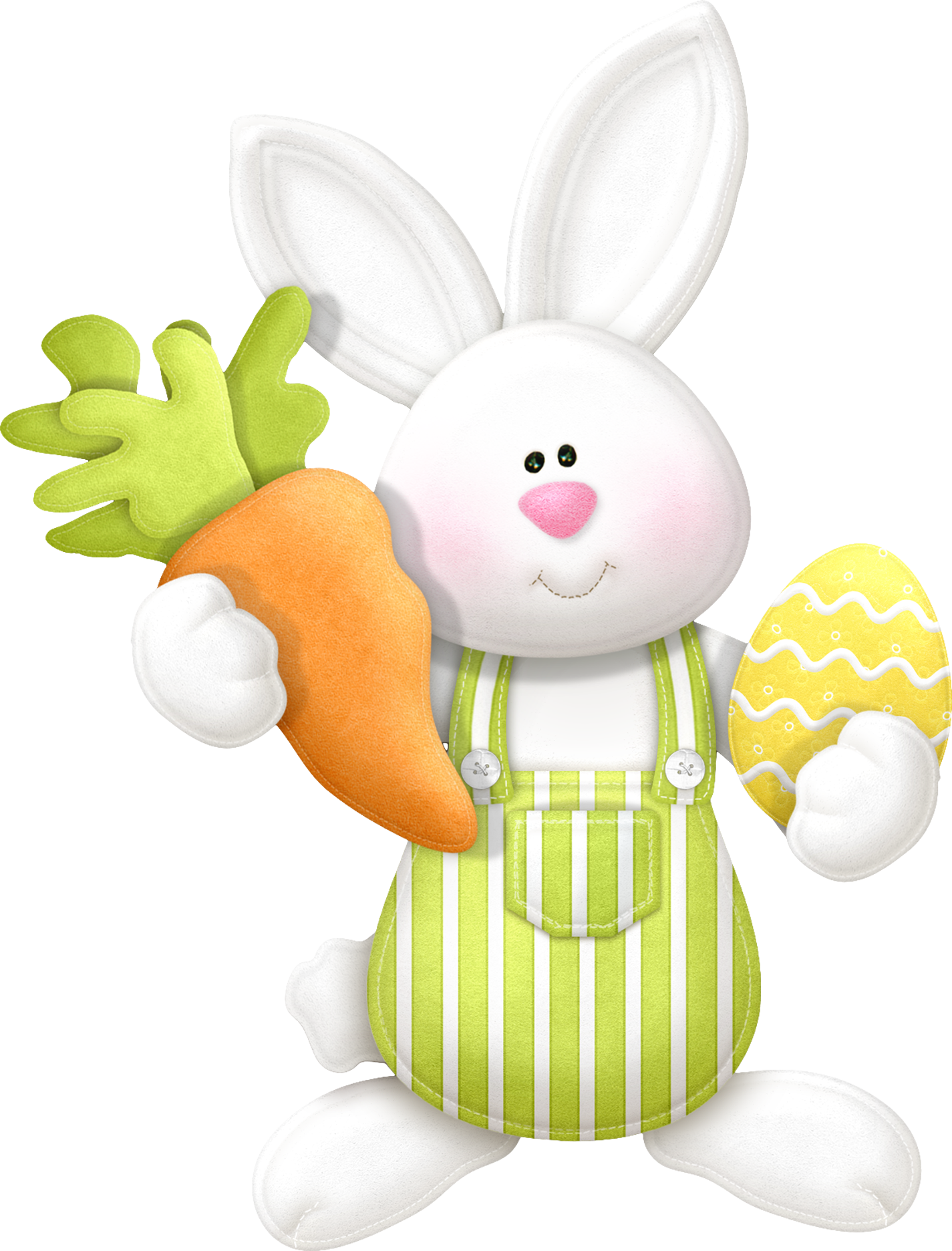 Easter Bunny Cartoon Holding Carrotand Egg