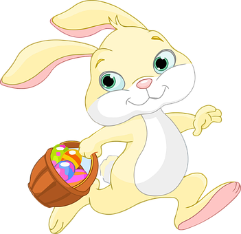 Easter Bunny Cartoonwith Eggs