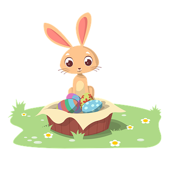 Easter Bunny Cartoonwith Eggs