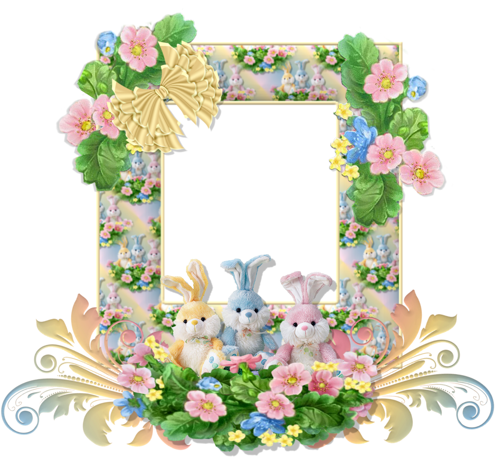 Easter Bunny Floral Frame