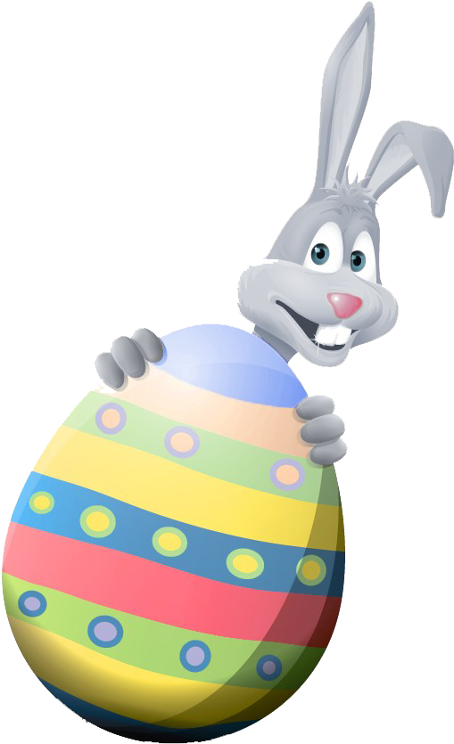 Easter Bunny Holding Decorated Egg