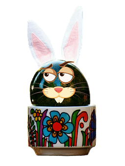 Easter Bunny Painted Eggon Stand