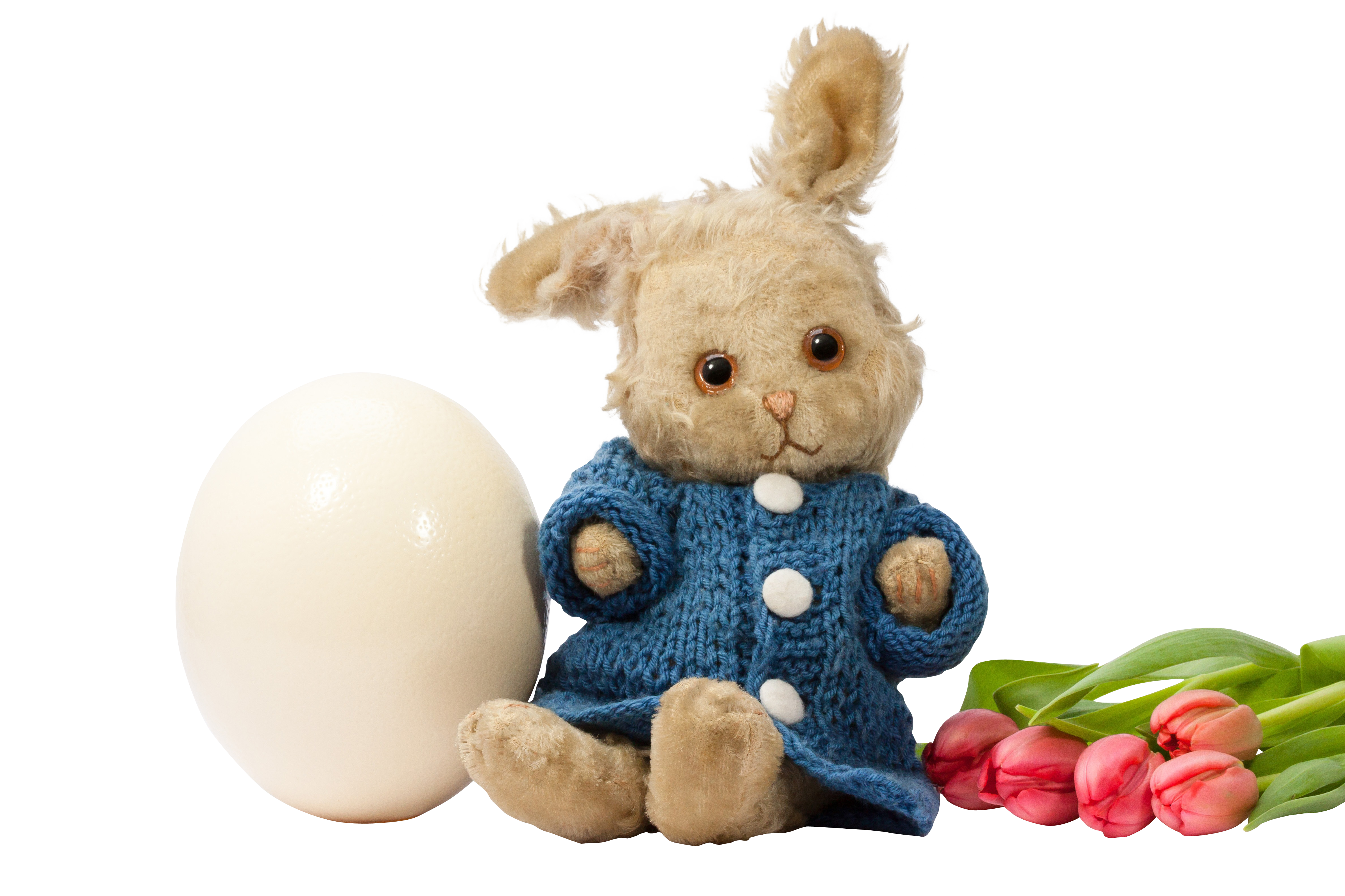 Easter Bunny Plush Toy With Egg And Tulips